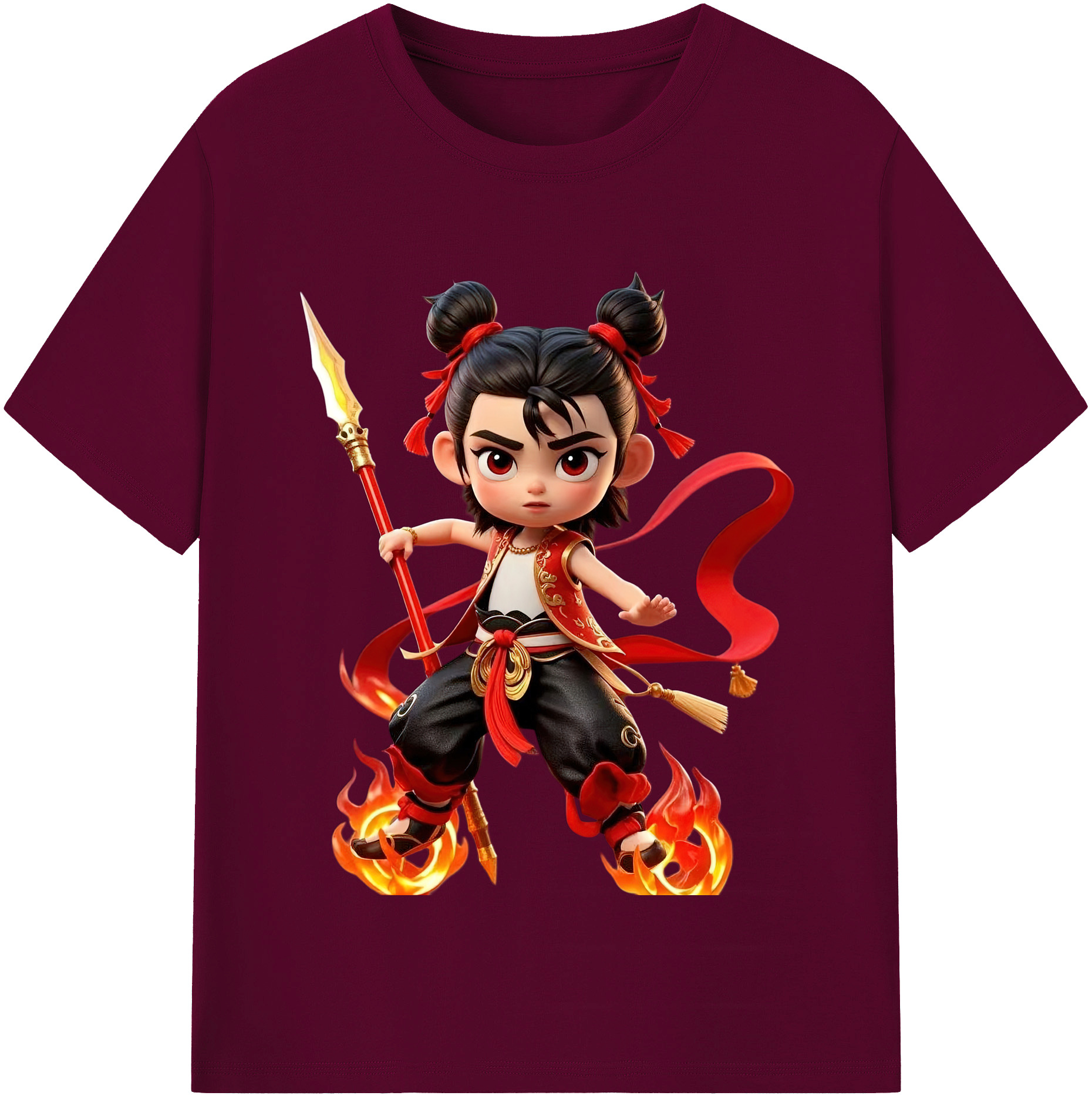 （画像用） Ne Zha 2 ナタ 魔童の大暴れ レディースカジュアルプリントTシャツ（綿100％）